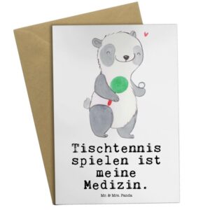Mr. & Mrs. Panda Grußkarte "Panda Tischtennis Medizin - Weiß - Geschenk, Sport, Sportart, Tischtennis Bund, Geburtstagskarte, Einladungskarte, Hochzeitskarte, Klappkarte, Danke"
