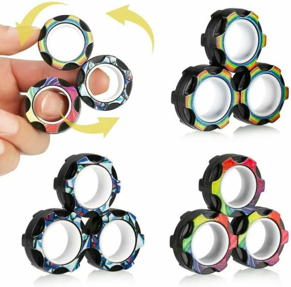 XDeer Lernspielzeug "9Pcs Fidget Magnetring Zappeln Spielzeug, Dekompressionsspielzeug,Neueste Magnete Fingerringe für ADHS-Stressabbau, Geschenkidee für Erwachsene, Teenager, Kinder", hilft, die Stimmung zu lindern, Stress abzubauen und die Aufmerksamkeit zu steigern
