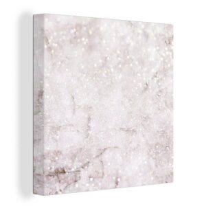 OneMillionCanvasses® Leinwandbild "Marmor - Glitter - Silber", (1 St), Leinwand Bilder für Wohnzimmer Schlafzimmer