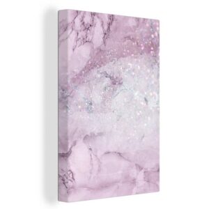 OneMillionCanvasses® Leinwandbild "Marmor - Glitzer - Rosa", (1 St), Leinwand Bilder für Wohnzimmer Schlafzimmer