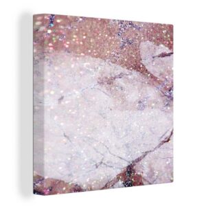 OneMillionCanvasses® Leinwandbild "Marmor - Rosa - Glitzer", (1 St), Leinwand Bilder für Wohnzimmer Schlafzimmer
