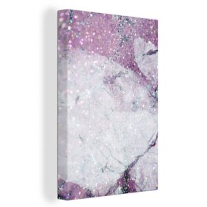 OneMillionCanvasses® Leinwandbild "Marmor - Weiß - Lila", (1 St), Leinwand Bilder für Wohnzimmer Schlafzimmer