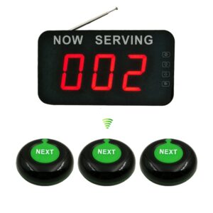 Restaurant Pager Simple Queue Management System with1 3 Digits Display+3 Call Button for Hospitals Clinics Waiter Call System