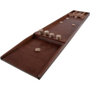 Dutch Shuffleboard 200 cm Sjoelbak groß aus Holz Inklusive 30 Spielscheiben - Braun - Longfield