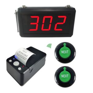 Take A Number System Wireless Queue Management System 3-Digit Display with Next Control Button and Thermal Printer