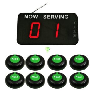 Wireless Calling System Simple Queue Management System with 2 Digits Display and Call Button for Restaurant Bar Hospital Church