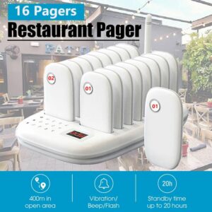 Restaurant Buzzer Pager Wireless Calling System 16 Pagers For Milk Tea Coffee Fast Food Shop Bar Church Queuing System