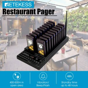 Retekess T112 Restaurant Pager System 20 Coaster Vibrator Receivers Guest Queuing For Cafe Food Truck Bar Clinic Church Hotel