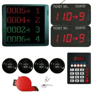 Take A Number System Wireless Queue Management System Display Screen with Next Control Button and Ticket Dispenser