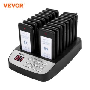 VEVOR Wireless Restaurant Buzzer Pager 16 Coasters Paging Guest Calling Queuing System for Coffee Dessert Burger Shop Food Truck