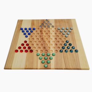 Madera Spielzeuge Spielesammlung, strategiespiel Halma xxl Eschenholz 2-6, 6-Personen-Variante 60 Spielsteinen.