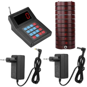 1-for-10 Restaurant Calling System Wireless Guest Paging Queuing System(EU Plug 100-240V)