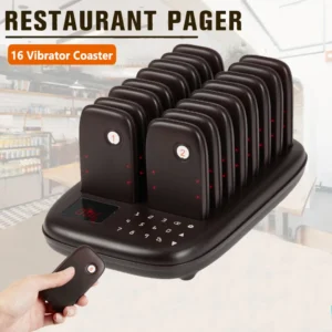 Restaurant Buzzer Pager Wireless Calling System 16 Vibrator Coaster For Milk Tea Coffee Fast Food Shop Bar Church Queuing System