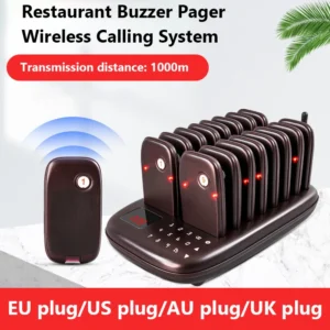 Restaurant Pager Wireless Calling System 16 Coasters Buzzer Vibrator Bell Receiver For Fast Food Truck Bar Coffee Queuing System