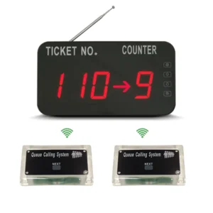 Waiter Number Calling Take A Code Wireless Queue Pager System LED Display Show Tickets & Counter (2 Button +1 Screen)