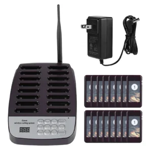 Wireless Pager System Restaurant Queuing Calling System 16 Pager US Plug 100-240V