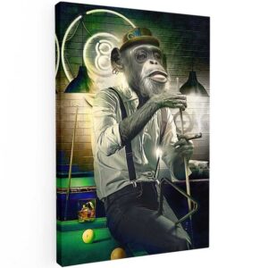 Mister-Kreativ XXL-Wandbild Billard Monkey - Premium Wandbild, Viele Größen + Materialien, Poster + Leinwand + Acrylglas