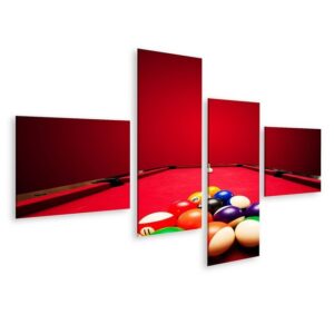 islandburner Leinwandbild Bild auf Leinwand Billard Pool Spiel Farbe Bälle im Dreieck Zielt auf