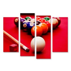 islandburner Leinwandbild Bild auf Leinwand Billard Pool Spiel Queue Kugel Farbe Kugeln im Dreie