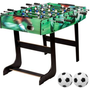 GAMES PLANET® Tischkicker - Klappbar, 121x101x79cm, Rutschfeste Griffe, mit Bällen und Figuren, Soccer - Tischfußballtisch, Kickertisch,