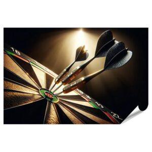 islandburner Poster Dart Meisterwurf Dreifach Bullseye im Rampenlicht