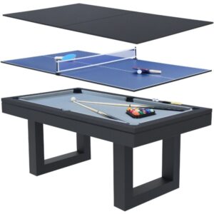 Concept-usine - 3-in-1-Spieltisch aus Holz in Schwarz mit Billard und Tischtennis denver - Schwarz