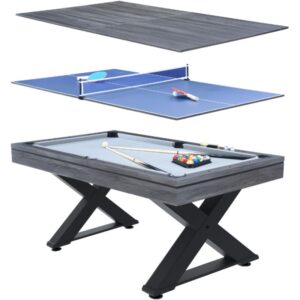 Spieltisch, Tischtennisplatte und Billardtisch aus Holz, schwarz texas - Grau